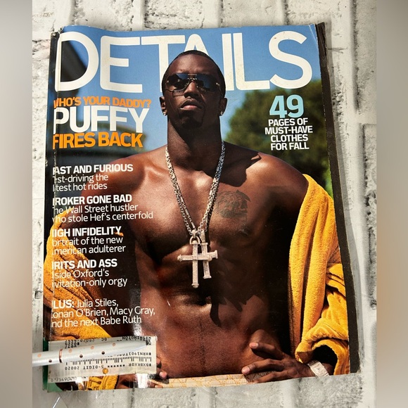 Details Magazine Puff Daddy Sean Combs P Diddy September 2001 Explicit Photos - Picture 1 of 12
